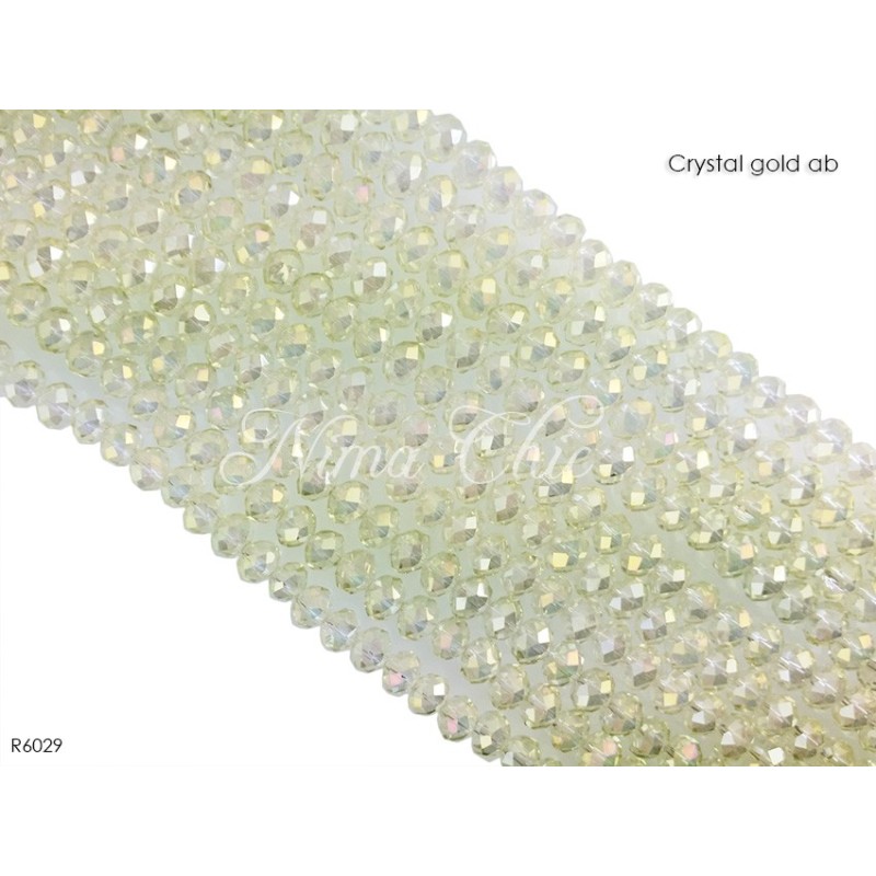 1 Filo di Cipollotti in cristallo sfaccettato 6mm Crystal gold