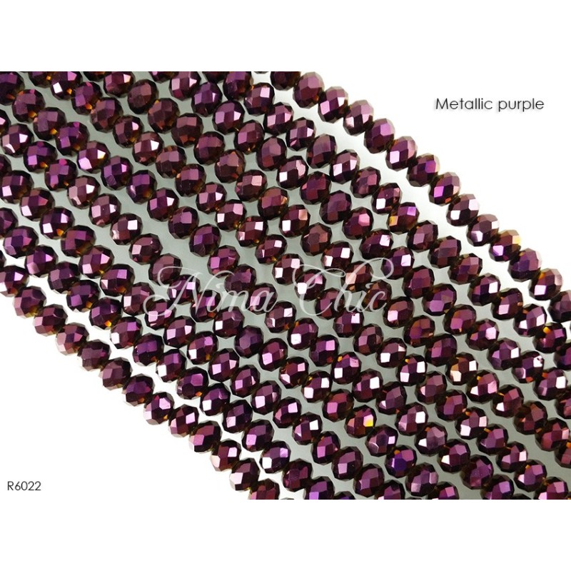 1 Filo di Cipollotti in cristallo sfaccettato 6mm Metallic purple