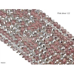 1 Filo di Cipollotti in cristallo sfaccettato 6mm Pink silver 1-2