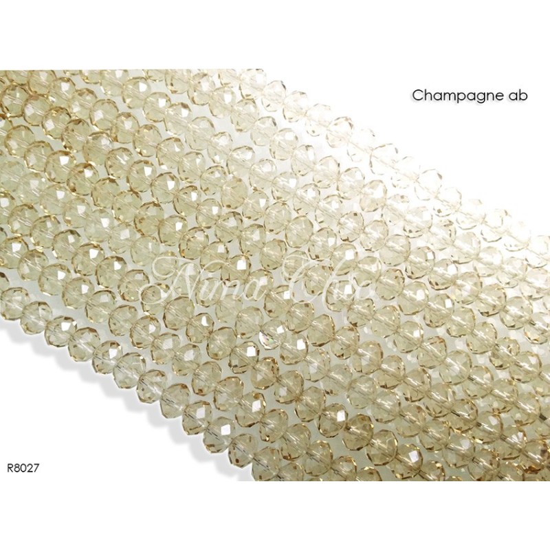 1 Filo di Cipollotti in cristallo sfaccettato 8mm Champagne ab