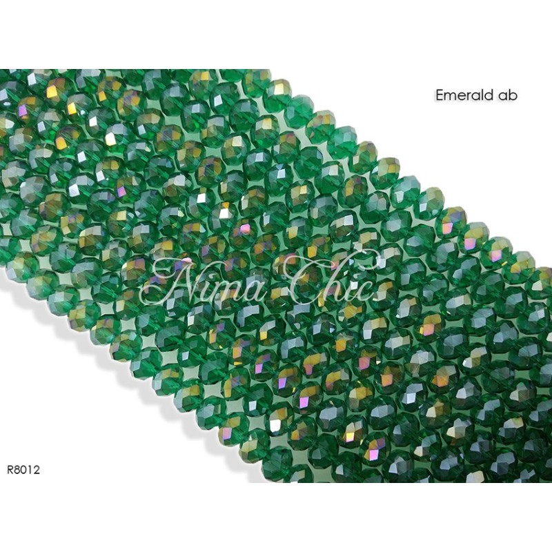 1 Filo di Cipollotti in cristallo sfaccettato 8mm Emerald ab