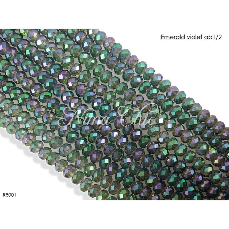1 Filo di Cipollotti in cristallo sfaccettato 8mm Emerald violet 1/2