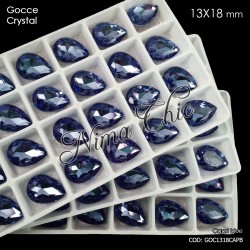 2pz GOCCE in cristallo 13x18mm cabochon capri blue
