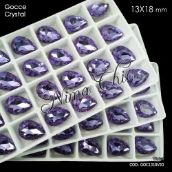 2pz GOCCE in cristallo 13x18mm cabochon Light violet