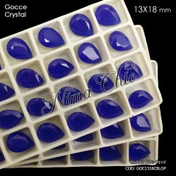 2pz GOCCE in cristallo 13x18mm cabochon cobalt blue opal