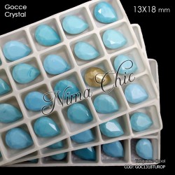 2pz GOCCE in cristallo 13x18mm cabochon turquoise opal