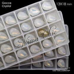 2pz GOCCE in cristallo 13x18mm cabochon withe opal