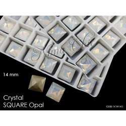 2pz SQUARE in cristallo 14mm cabochon White opal