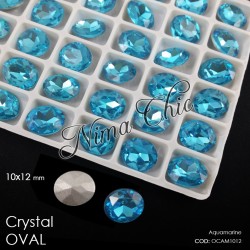 2pz OVALI in cristallo 10x12mm cabochon aquamarine
