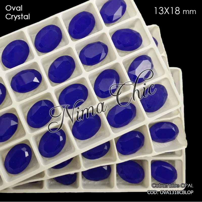2pz OVALI in cristallo 13x18mm cabochon cobalt blue opal