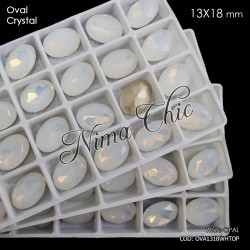 2pz OVALI in cristallo 13x18mm cabochon white opal