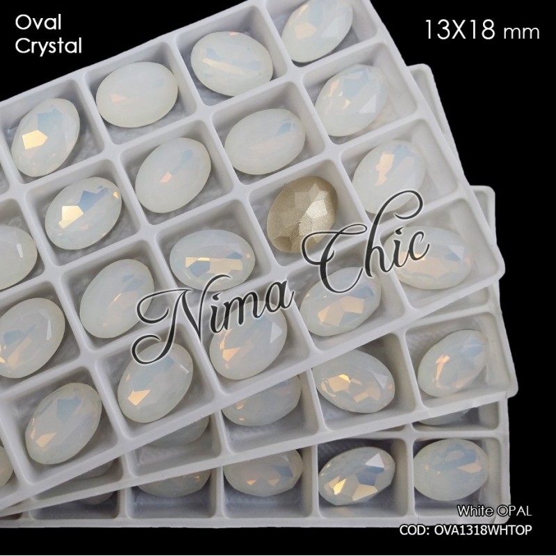 2pz OVALI in cristallo 13x18mm cabochon white opal