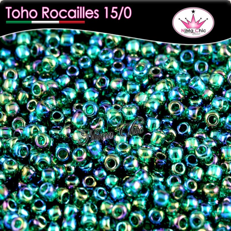 10 gr TOHO ROCAILLES 15/0 Transparent rainbow teal