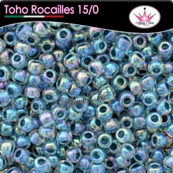 10 gr TOHO ROCAILLES 15/0 Inside color rainbow crystal montana blue