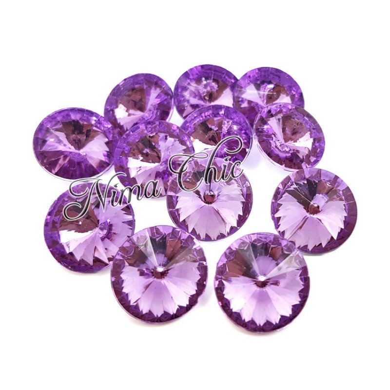 10pz Rivoli in resina 16mm violet