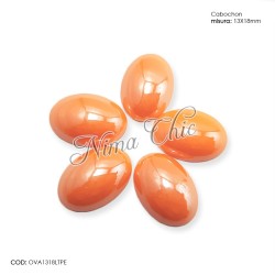 4 pz CABOCHON ovali 13x18cm in ceramica smaltata Light peach