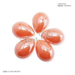 4 pz CABOCHON gocce 13x18cm in ceramica smaltata Light peach