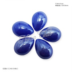 4 pz CABOCHON gocce 13x18cm in vetro smaltato COBALT BLUE