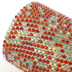 50cm Catena Strass in OTTONE crystal - red 1/2 AB 2.8mm