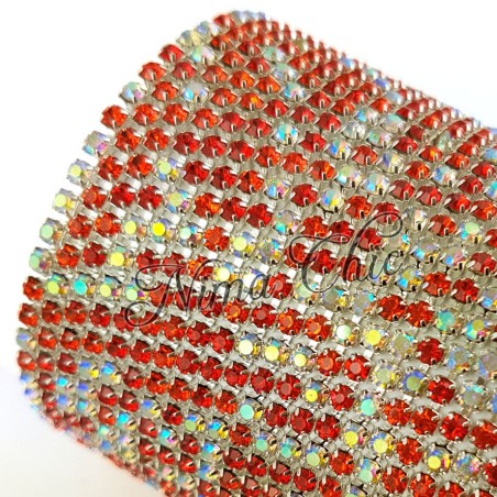 50cm Catena Strass in OTTONE crystal - red 1/2 AB 2.8mm