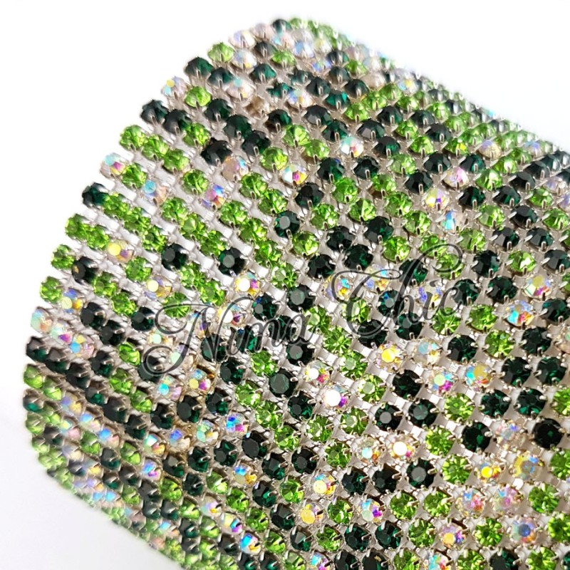 50cm Catena Strass in OTTONE crystal - green 1/2 AB 2.5mm