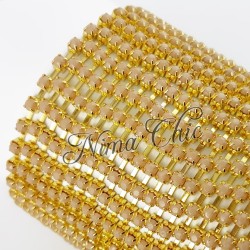 50cm Catena Strass in OTTONE gold/cream opal 3mm