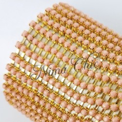 50cm Catena Strass in OTTONE gold/light pink opal 3mm