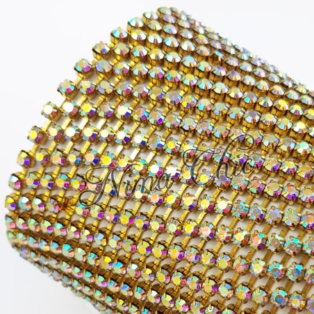 50cm Catena Strass in OTTONE Gold/Crystal ab 2,5mm