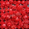 5pz ROSE in resina 8/10mm con foro passante  - RED