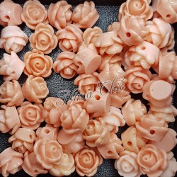 5pz ROSE in resina 8/10mm con foro passante  - OLD ROSE