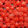 5pz ROSE in resina 8/10mm con foro passante  - LIGHT RED