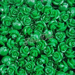 5pz ROSE in resina 10/12mm con foro passante  - GREEN