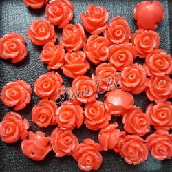 5pz ROSE in resina 10/12mm con foro passante  - CORAL
