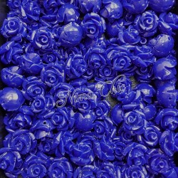 5pz ROSE in resina 10/12mm con foro passante  - COBALT BLUE