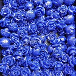 5pz ROSE in resina 10/12mm con foro passante  - BLUE