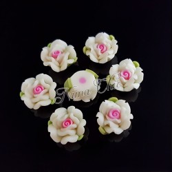 2pz ROSE in polymer 15mm con foro passante  - White