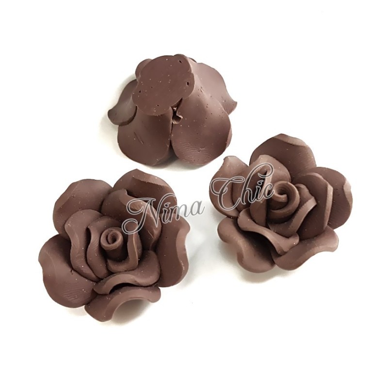 2pz ROSE in polymer 30mm con foro passante  - Brown