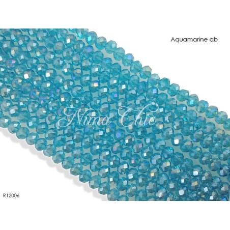 10 Pz di Cipollotti in cristallo 12mm sfaccettati  Aquamarine ab