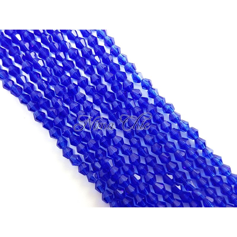 1 FILO di biconi 4mm in cristallo cinese sfaccettato Cobalt blue