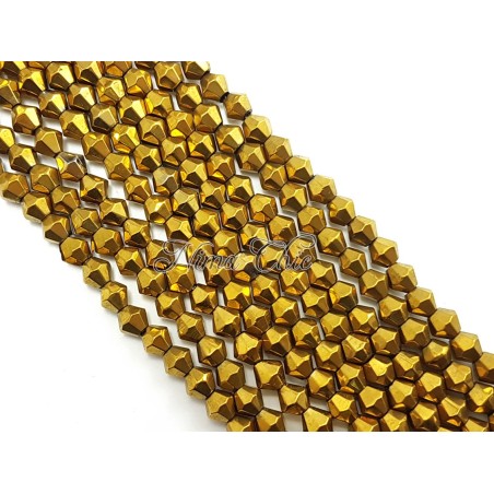 1 FILO di biconi 6mm in cristallo cinese sfaccettato Vintage gold