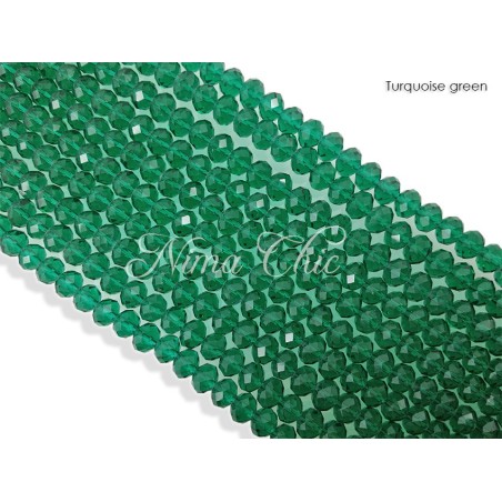 1 FILO di Cipollotti 3mm in cristallo sfaccettato Turquoise green