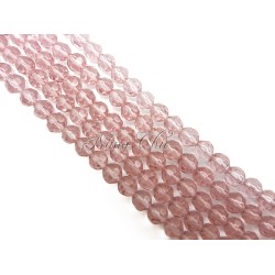 1 FILO di perle TONDE 6mm in vetro sfaccettato Smoked pink