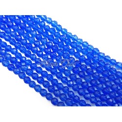 1 FILO di perle TONDE 6mm in vetro sfaccettato Blu zaffiro