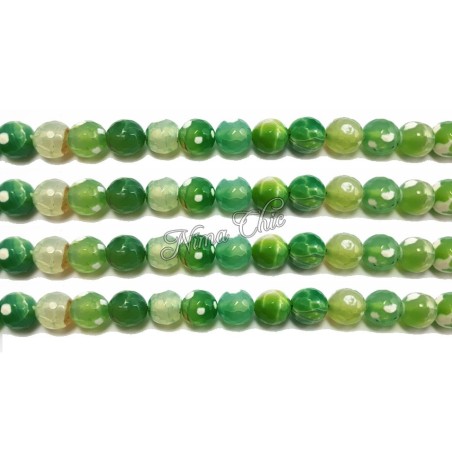 1 FILO Perle di AGATA striata 4mm verde bottiglia sfaccettato