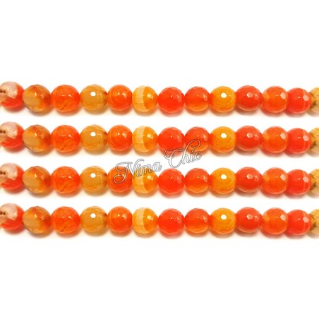 1 FILO Perle di AGATA striata 4mm arancio sfaccettato