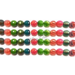 1 FILO Perle di AGATA striata 10mm multicolor sfaccettato
