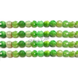 1 FILO Perle di AGATA striata 10mm verde sfaccettato