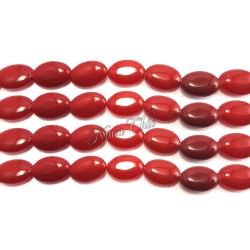 4pz perle ovali in pietra di GIADA 13x18mm rosso