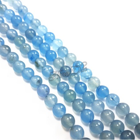 1 Filo di perle tonde in GIADA 6mm aquamarine