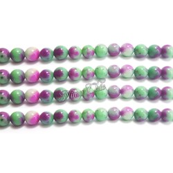 1 Filo di perle tonde in GIADA 6mm verde e viola sfumate